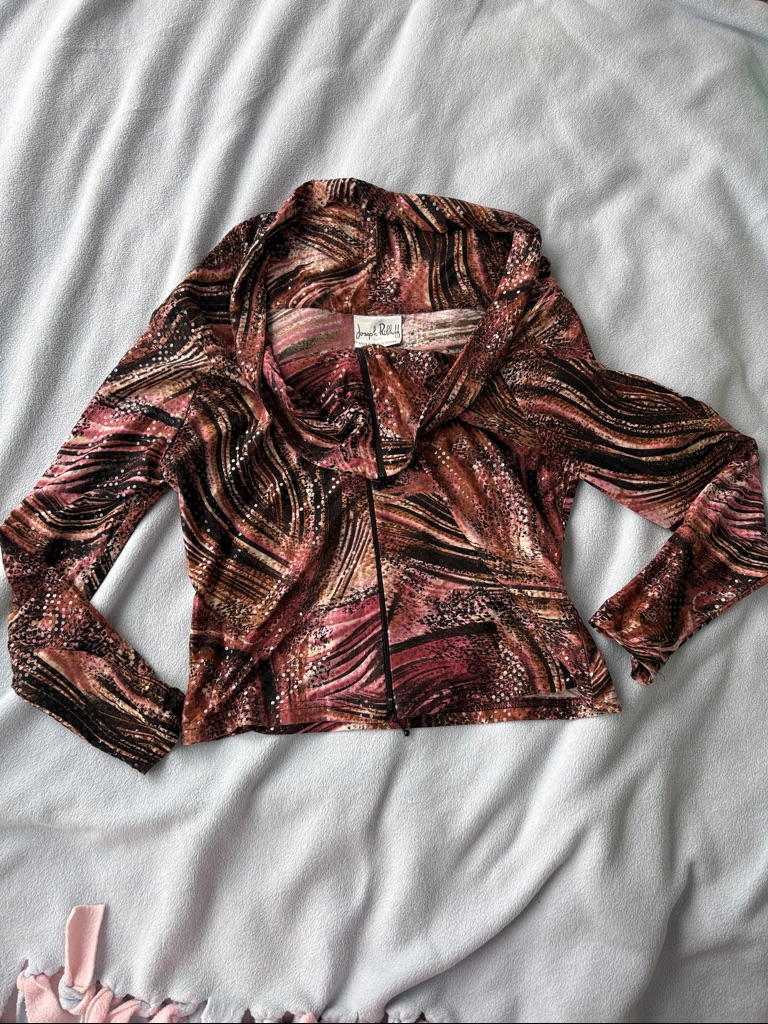 Gorgeous Y2k Fairycore Coachella Sequin Joseph Ribkoff Zip Top